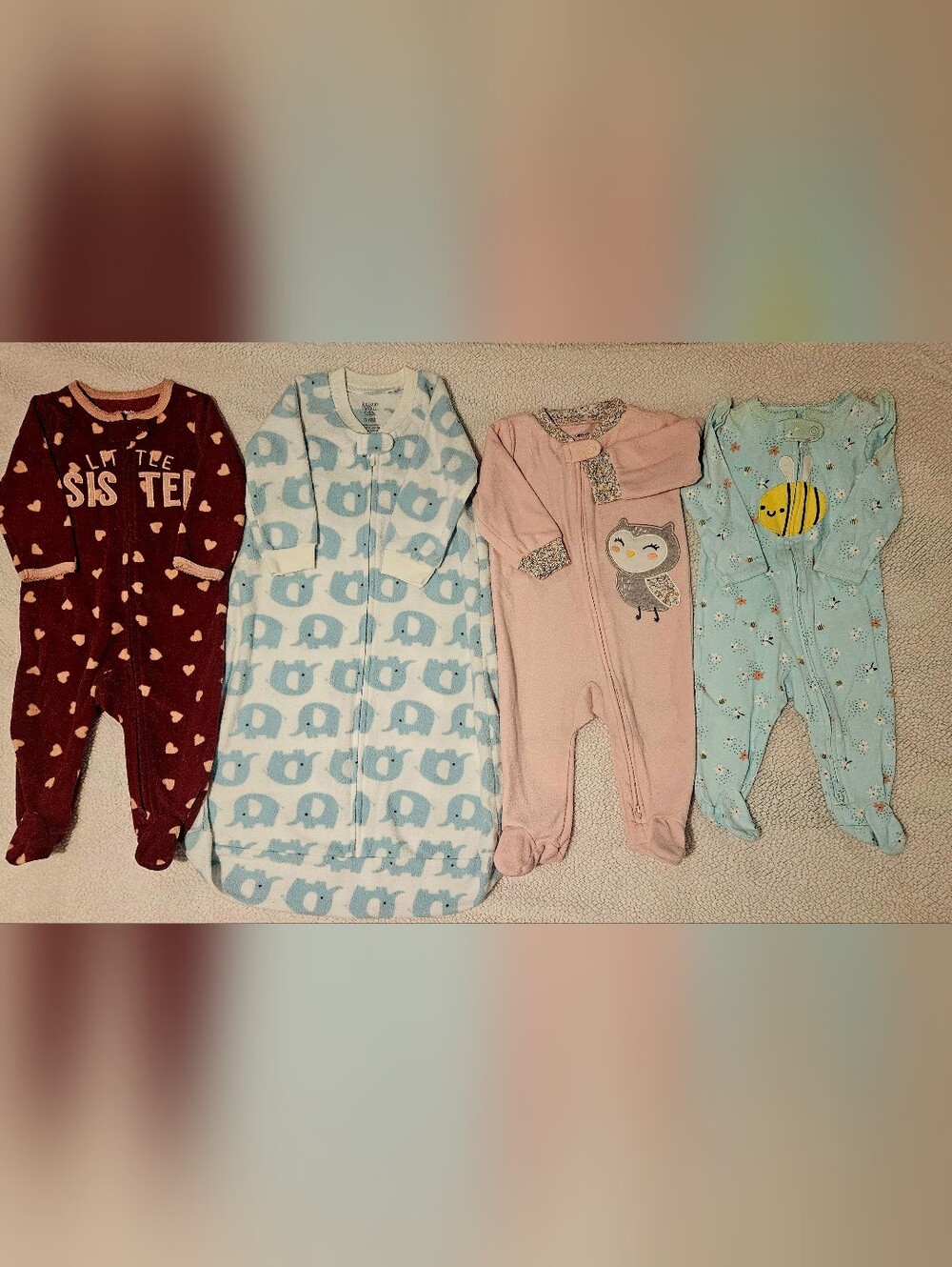 Carter’s Baby Girl 6M Sleeper Bundle + 3-6M Sleep Sack 4pc